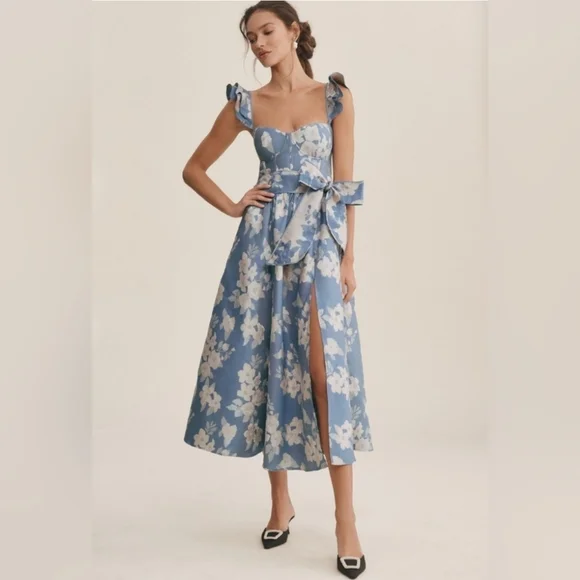 V. Chapman VERA- Floral Blue Sleeveless Dress - Picture 1 of 5